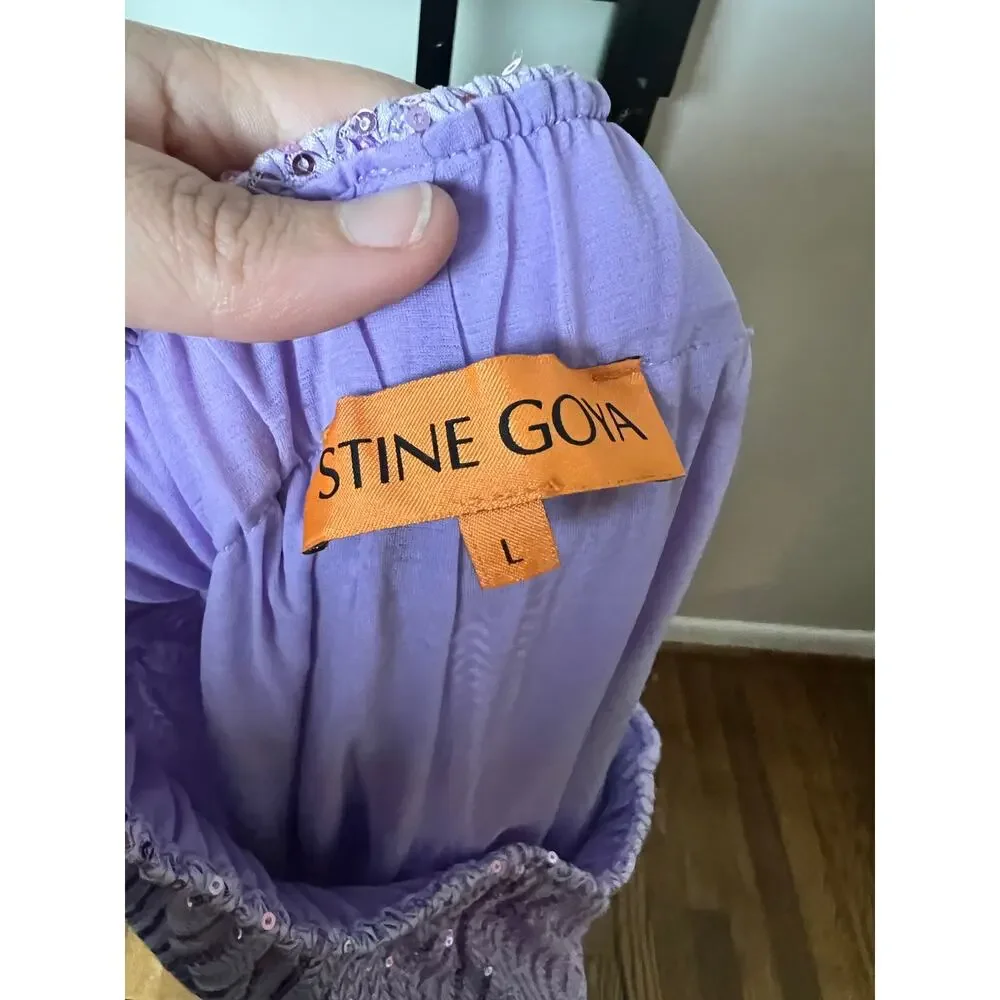 Stine Goya Markus lavender Sequin Trousers Size Large - Picture 2 of 8